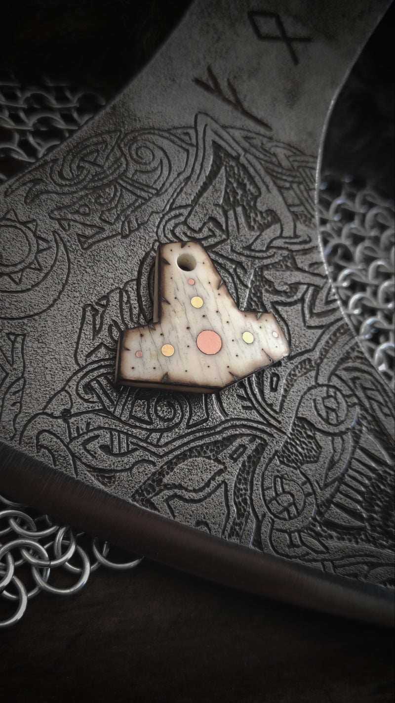 Shieldmaiden Bone, Copper and Brass Mini Mjolnir