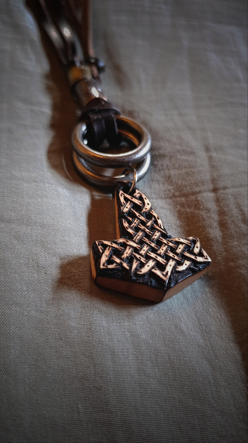 Silver Birch Knotwork Mjolnir