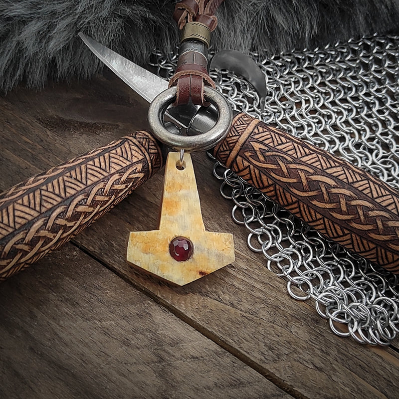 Ram's Horn and Garnet Mjolnir