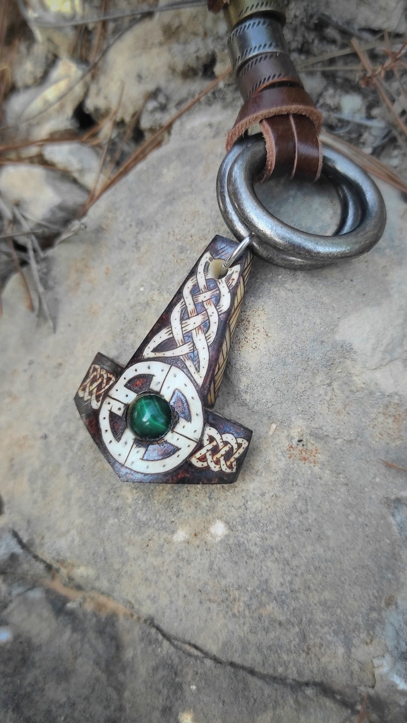 Celtic Suncross Malachite Mjolnir